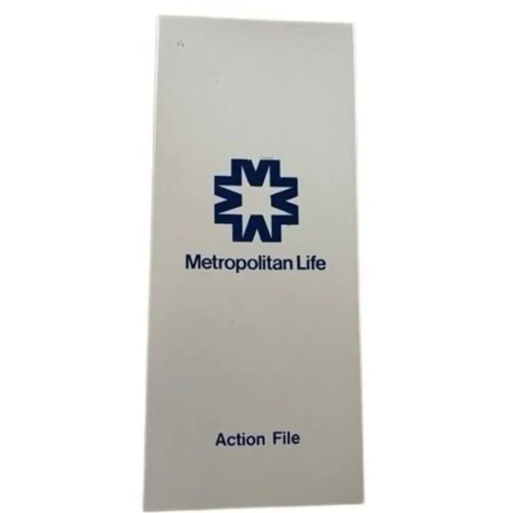Vintage Metropolitan Life Action File Metal Storage Box